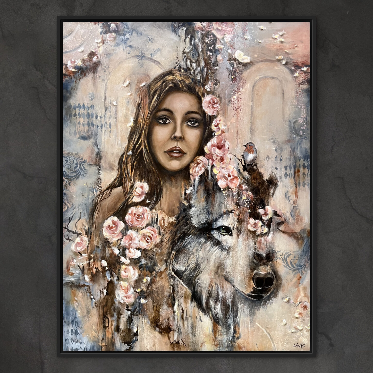 maleri 90 x 120 cm. "Sårbarhed og urkraft"