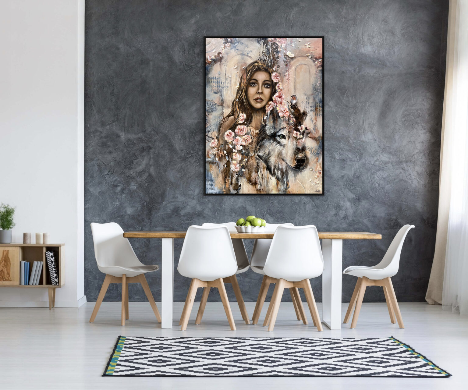 maleri 90 x 120 cm. "Sårbarhed og urkraft"