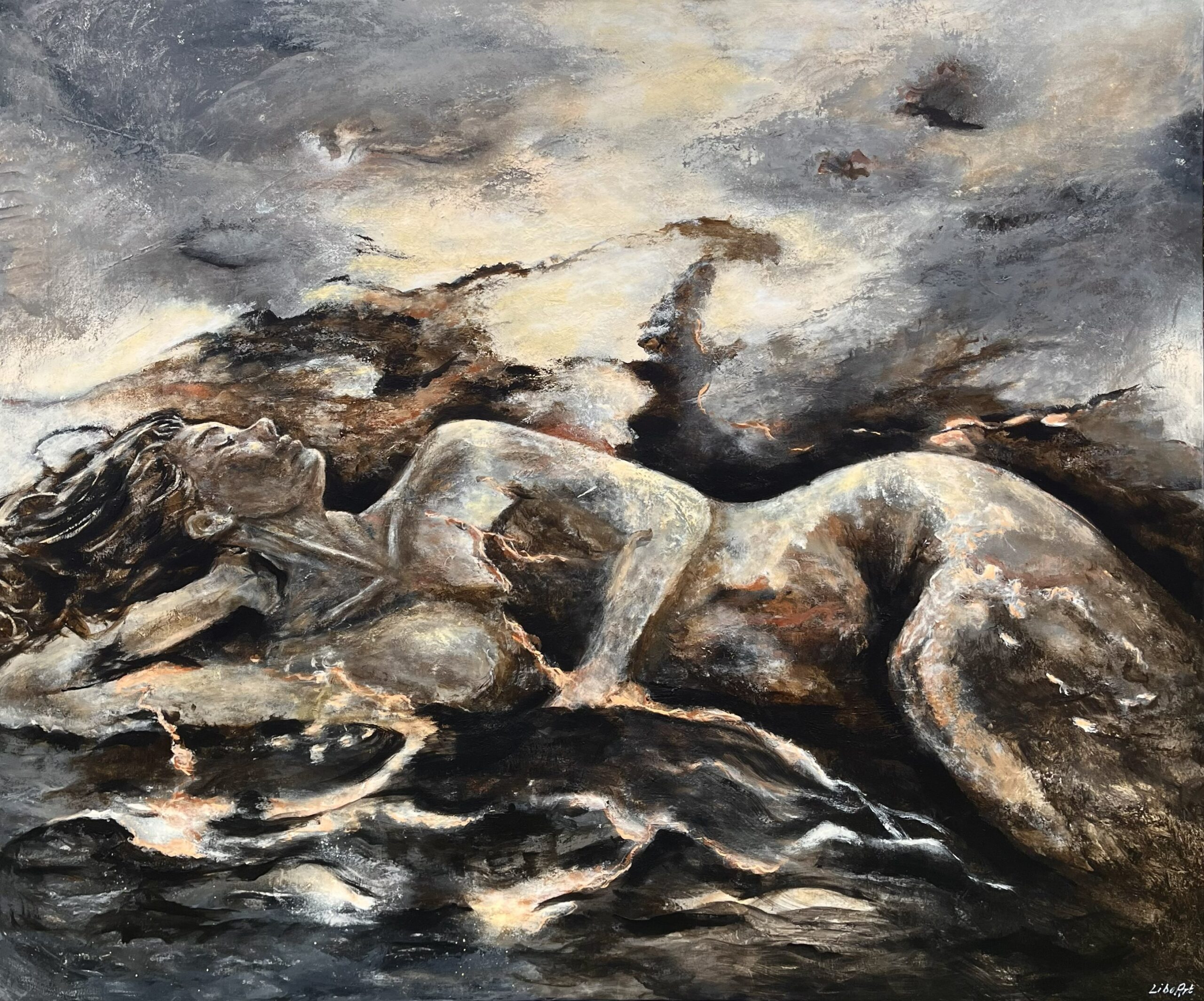 Måneskin. Originalt maleri af LiboArt